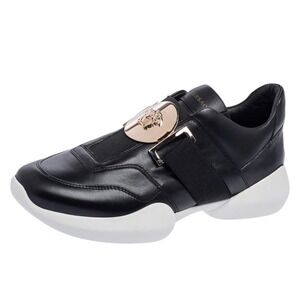 Versace Black Leather‎ Medusa Strap Sneakers